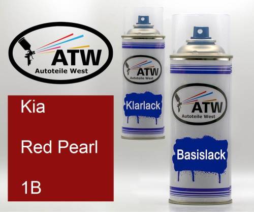 Kia, Red Pearl, 1B: 400ml Sprühdose + 400ml Klarlack - Set, von ATW Autoteile West.